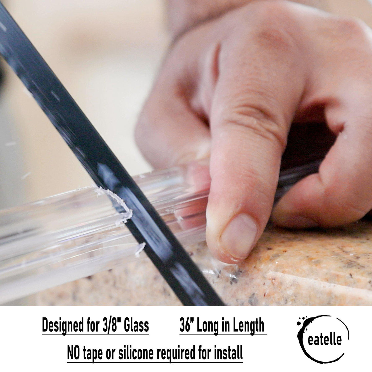 Shower Door Bottom Seal for 1/2&quot; Glass, 36&quot; Long Sweep