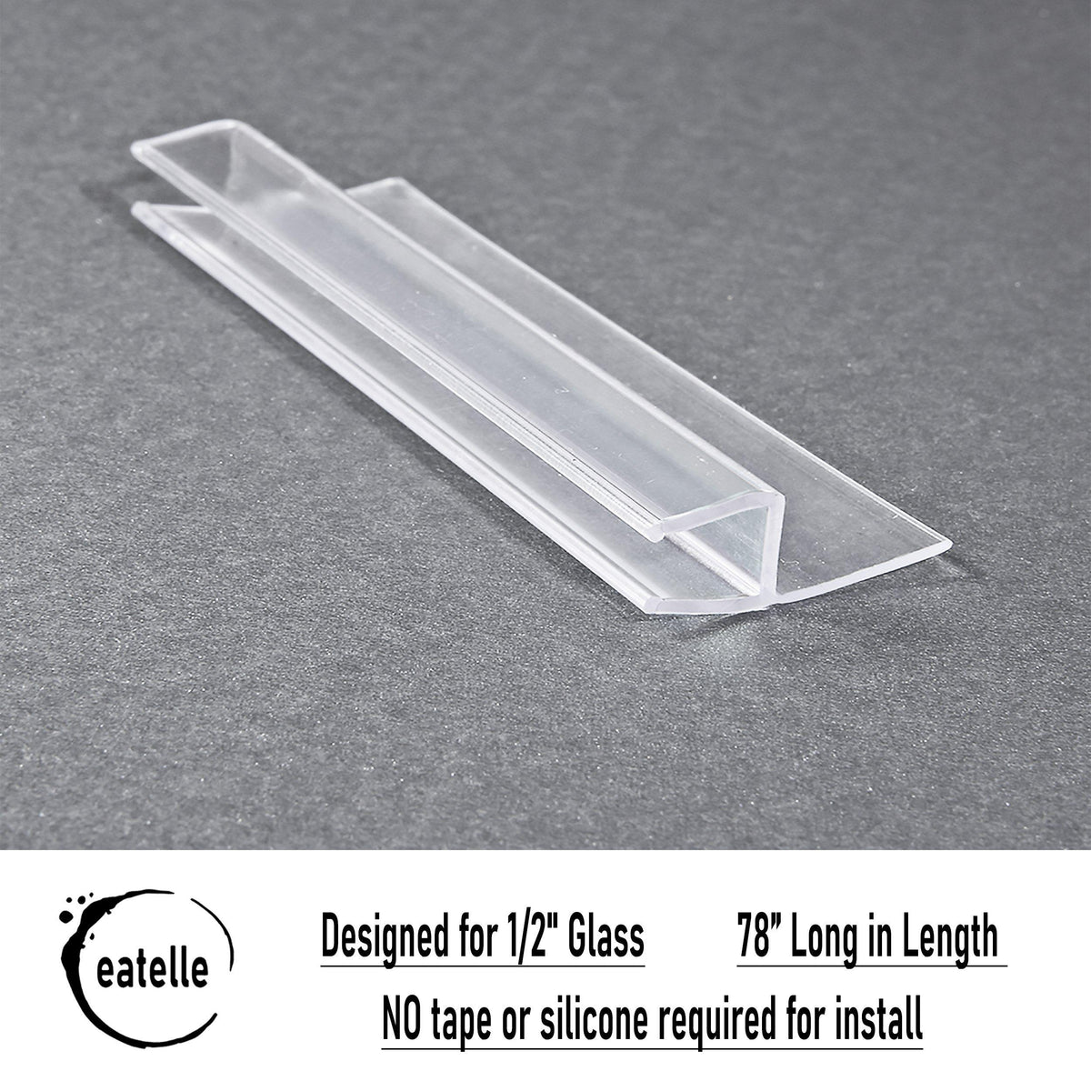 Shower Door Side Seal Strip for 1/2&quot; Glass, &quot;h&quot; Jamb 78&quot; in Long