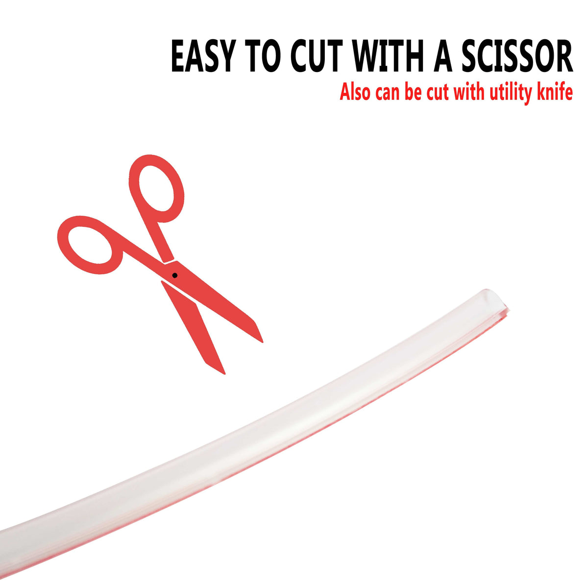 Vinyl Bulb Translucent Shower Door Seal for 1/4&quot; (6mm) Gap with Pre-Applied 3M Tape