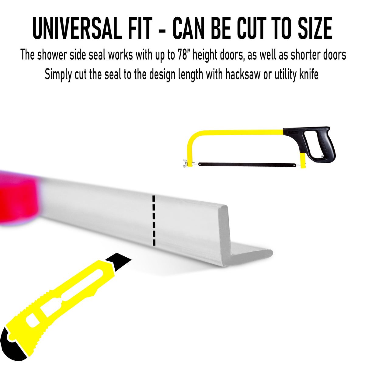 Multi-Purpose Shower Door Side Seal L Shaped Angle Jamb with Pre-Applied Tape - eatelle