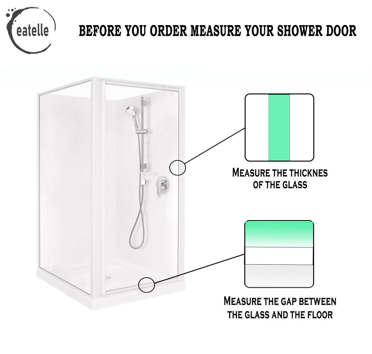 Shower Door Bottom Seal for 1/2&quot; Glass, 36&quot; Long Sweep